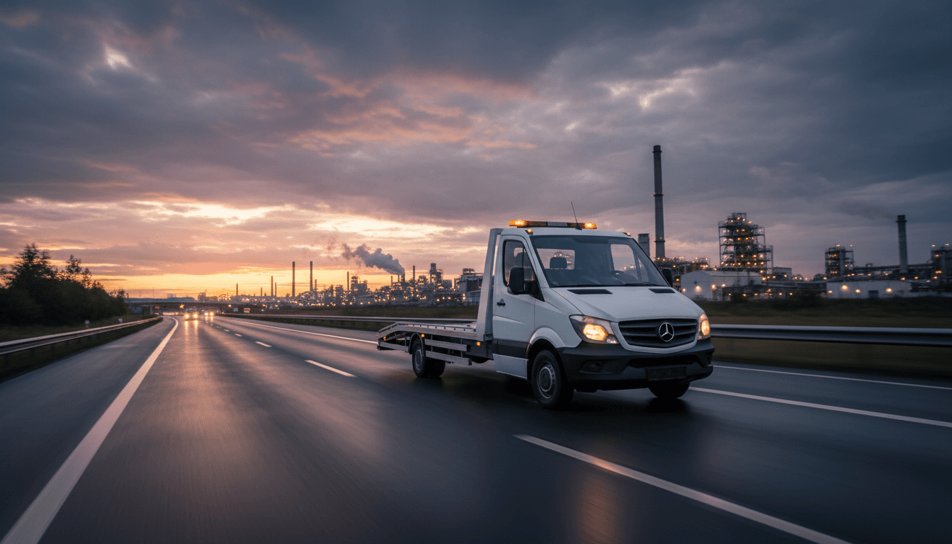 Tow-truck visual used on the Sleepdienst Randstad website